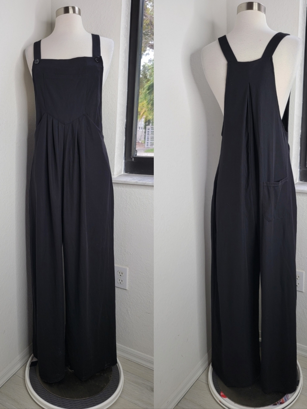 HALARA Pockets Waffle Casual Black Overalls M. - Picture 4 of 7